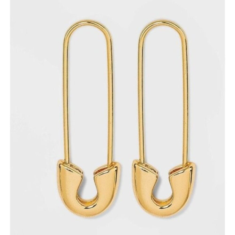 SUGARFIX BaubleBar Gold Safety Pin Threader Earrings Gold